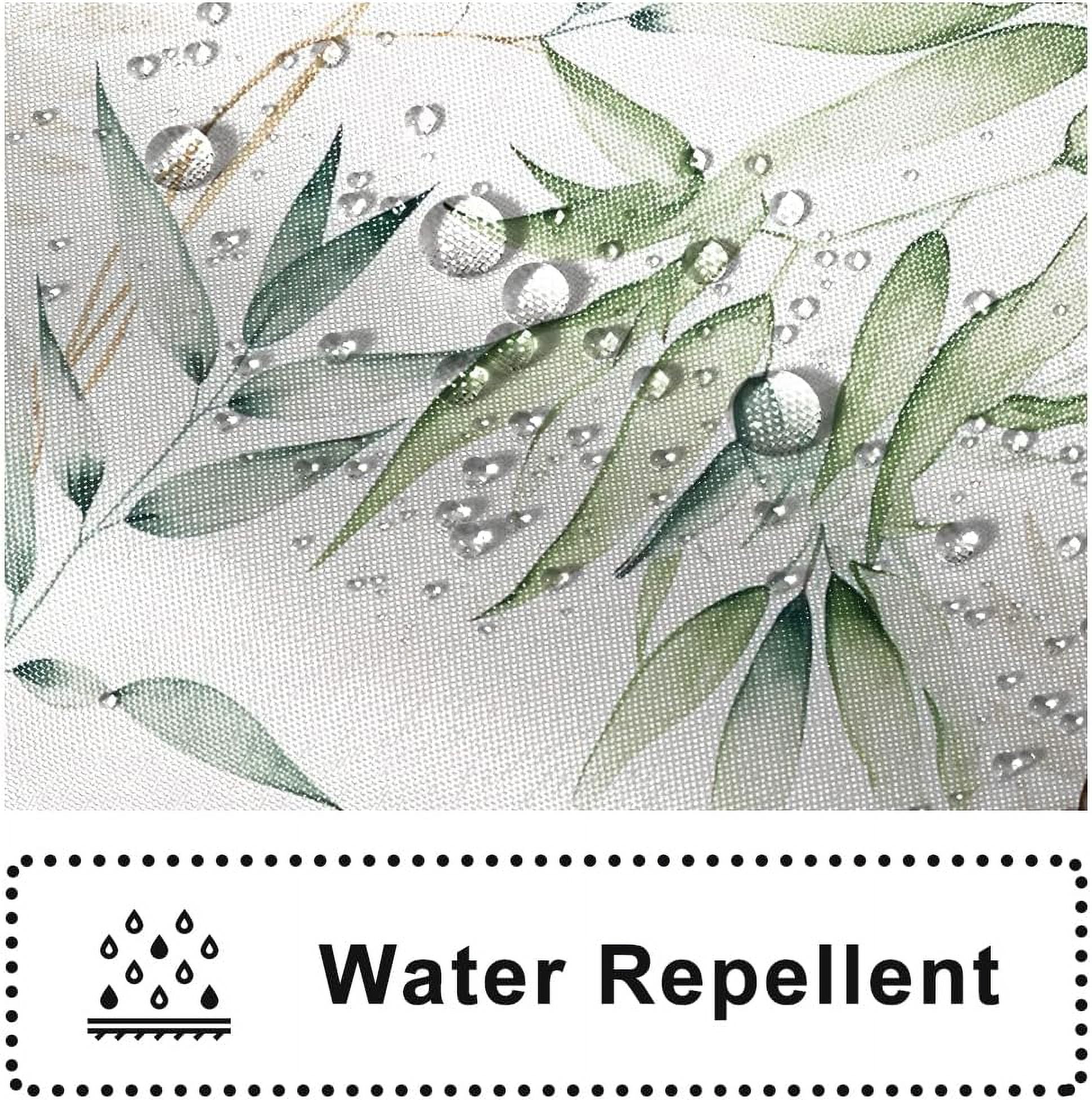 Green Bamboo Shower Curtain, Watercolor Green Leaves Shower Curtain for Bathroom Waterproof Fabric Spring Botanical Shower Curtain Set with Hooks, 72x84 Inch
