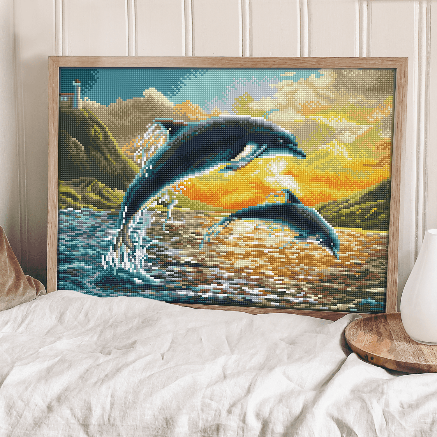 Diamond Dotz Dolphin Sunset Diamond Painting Kits for Adults - Diamond Art Kits a Relaxing Creative Craft Kit with Dotz Gems 12.4x16.5