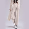 thumbnail image 2 of Bixock Women's Maternity Pants Elastic Waist Solid Color Over The Belly Straight Casual Wide Leg Pants with Pocket Pregnancy Clothes Pants, 2 of 5