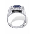 thumbnail image 2 of PalmBeach Jewelry Men's .53 TCW Bezel-Set Blue Glass and Cubic Zirconia Octagon Ring in Silvertone Sizes 9-16, 2 of 5