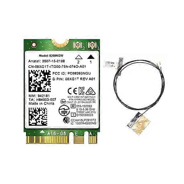 8260 8260NGW WiFi Card + 2 Antennas 2.4G/5Ghz 867M Bluetooth 4.2 NGFF M.2 WiFi Wireless Card Module