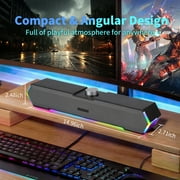 Computer Speakers for Desktop PC, 3.5mm PC Sound Bar for Desktop Monitor/Laptop, Wired USB-Powered Gaming Speakers with Colorful LED Light, Touch-Control Backlit w/ Volume Knob, Plug and Play