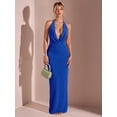 thumbnail image 5 of Royal Blue Cowl Neck Maxi Dress, Elegant Halter Sleeveless Evening Gown For Formal Occasions, 5 of 5