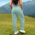 thumbnail image 6 of Cagogo Women Plus Size Straight Elastic Waist Trousers with Pockets Casual Loose Long Pants Party Work Daily Lounge Bottoms, Green 4XL, 6 of 7