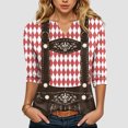 thumbnail image 2 of Dakiuu Womens 3/4 Sleeve Plaid Double Breasted Faux Suspender Top Relaxed Oktoberfest Bavarian Fair Blouse Casual Shirt for Beer Fest Weekend Gathering Outfit, 2 of 3