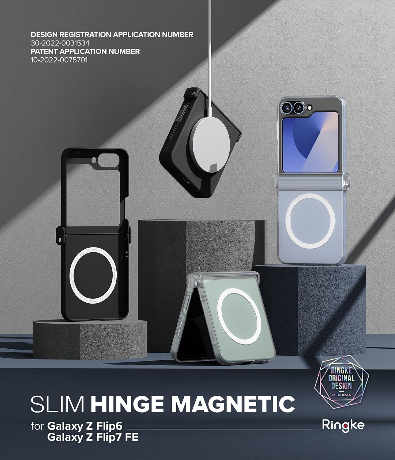 Ringke Galaxy Z Flip 6 / 7 FE [Slim Hinge Magnetic] Hinge Protection Anti-Yellowing Protective Phone Case Compatible with Magsafe - Black