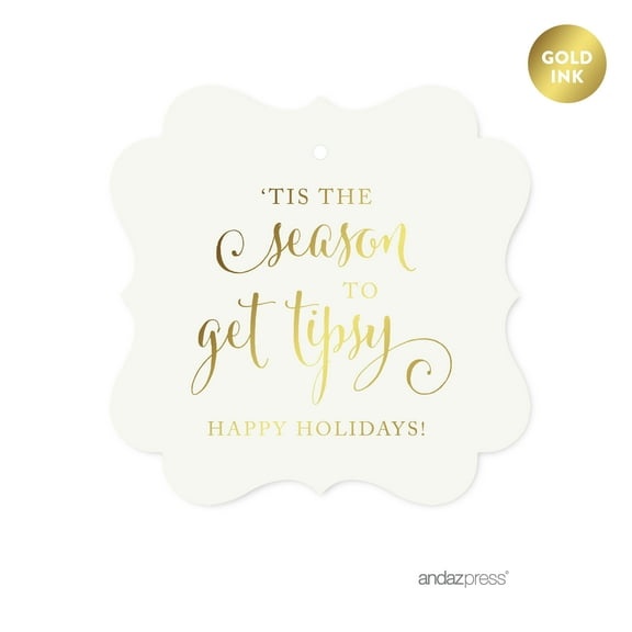 Tis The Season Gold Gold Christmas Fancy Frame Gift Tags, 24-Pack