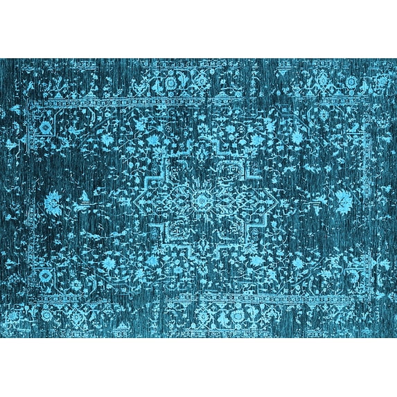 Ahgly Company Indoor Rectangle Oriental Light Blue Industrial Area Rugs, 4' x 6'