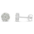 thumbnail image 3 of Sterling Silver 0.25ct TDW Rose-Cut Diamond Floral Cluster Stud Earring (I-J, I3-Promo), 3 of 7
