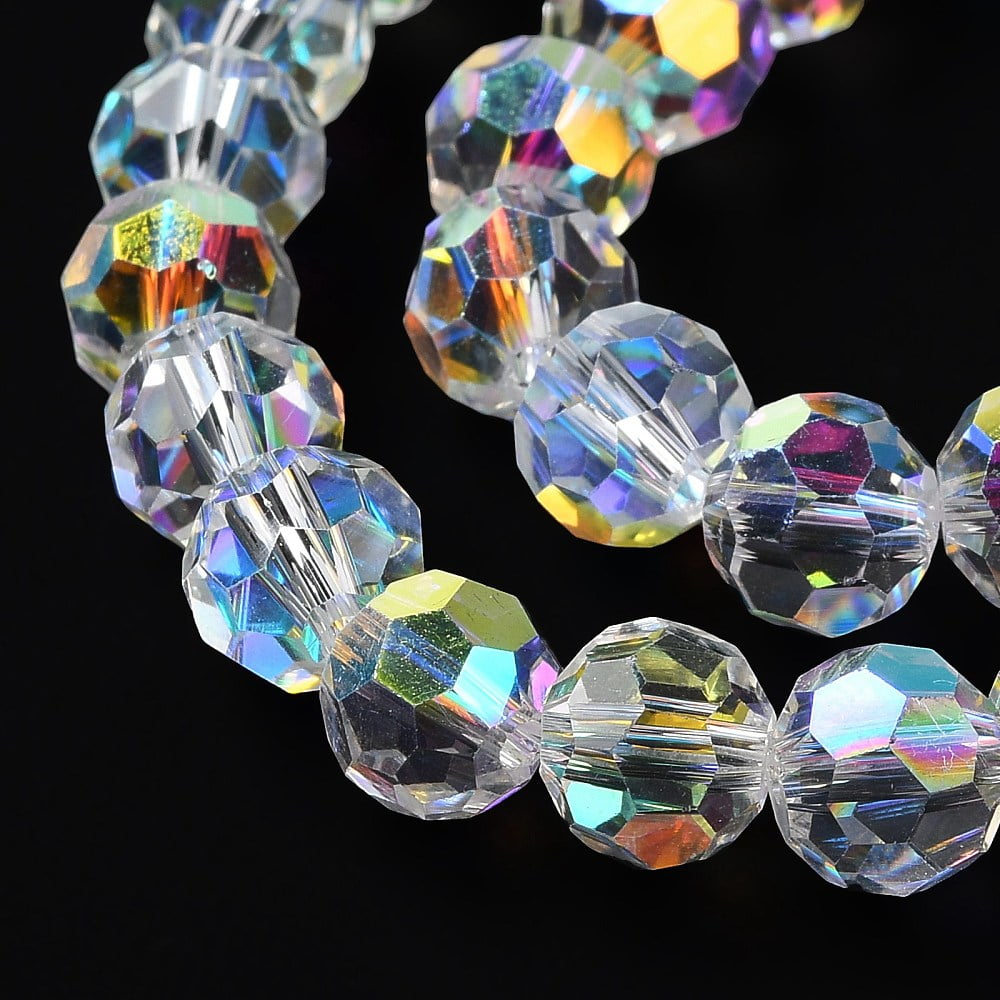 10strands Electroplate Glass Beads Strands AB color Faceted Rondelle Clear AB 8x7.3mm Hole: 1.4mm about 70pcs/strand 20.28''(51.5cm)
