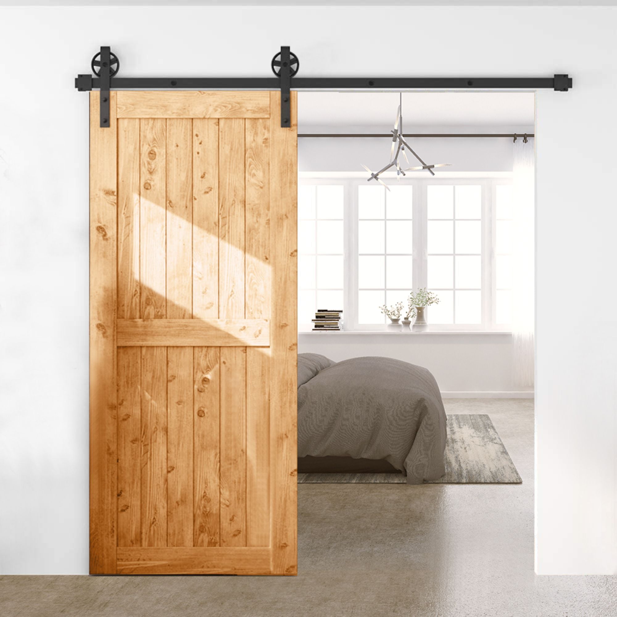 Bronco Hardware 4FT20FT Sliding Barn Wood Door Hardware Kit, Rustic