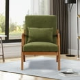thumbnail image 2 of Miniyam Modern Velvet Accent Chair, Solid Wood Lounge Reading Armchair With One Pillow for Living Room, Bedroom, Guest Room, Green, 2 of 11