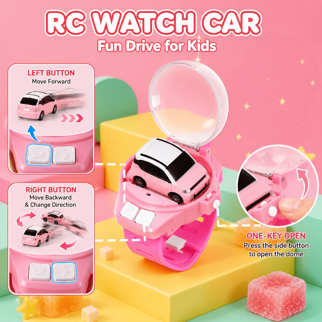 Remote Control Car Watch Toy for Kids,2.4 GHz RC Racing Car