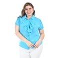thumbnail image 1 of Blusa con detalle de olanes Roman Fashion /Tallas Extras, 204 (Azul claro) azul 42, 1 of 6