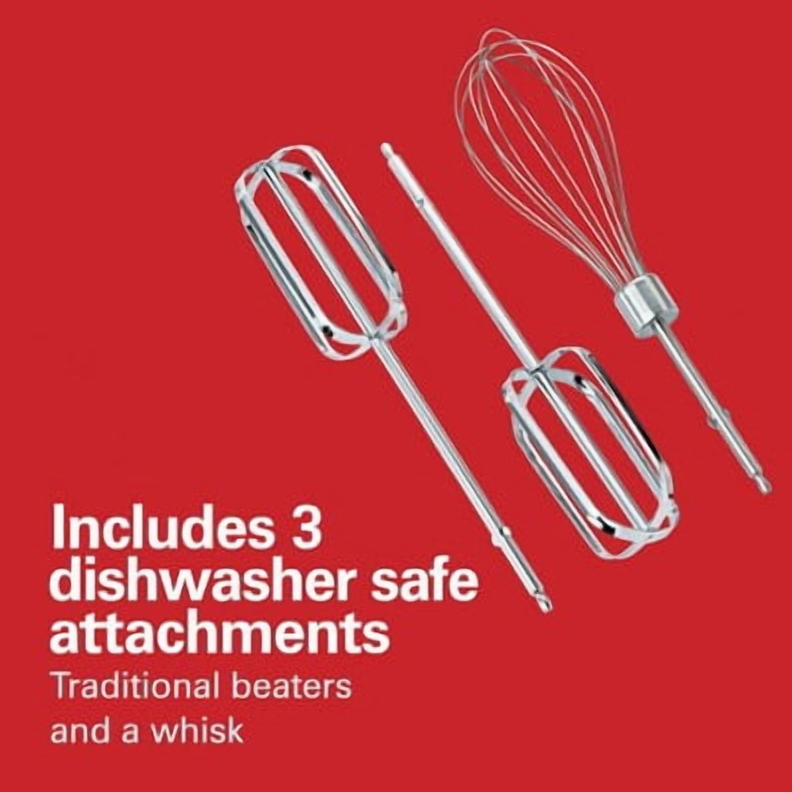 6 Speed Hand Mixer with Snap-On Case 3 Attachments White : 250W, Dishwasher-Safe Parts
