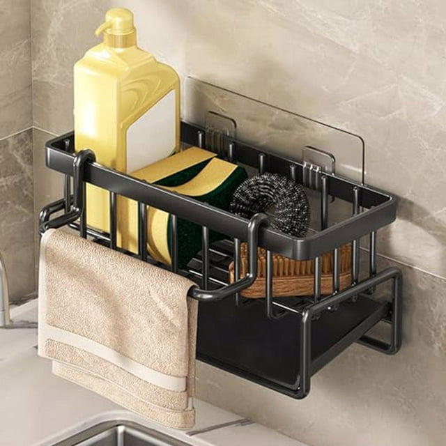 Bearachild Negro No más encimeras húmedas soporte de esponja para fregadero de cocina carritos de de cocina multiusos Almacenamiento y organización del hogar Gris con pegatina