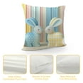 thumbnail image 4 of RUIYC Spring Easter Pillow Covers - Colorful Bunny Rabbit and Stripes Pattern, Soft Pastel Decorative Cushion Case for Sofa, Couch, Bedroom Home Decor, 4 of 5
