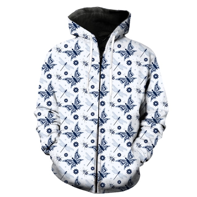 Sudadera con capucha y cremallera con diseño de mariposa de dibujos animados para hombre, estilo Harajuku, informal, hip hop, para adolescentes, gran oferta 2024, ropa de calle unisex divertida
