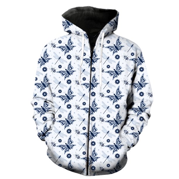 Sudadera con capucha y cremallera de manga larga con diseño de mariposa de dibujos animados para hombre, estilo hip hop, ropa de calle, genial, 2024, gran oferta, sudaderas con estampado 3D.