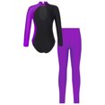 thumbnail image 2 of Alvivi Girls Gymnastics Unitards Long Sleeves Ballet Dance Bodysuit Leotards with Leggings Set Purple 16, 2 of 5
