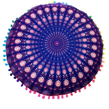 Large Throw Pillow Covers Large Round Mandala Floor Pillow Case Bohemian Yoga meditation Throw Cushion Cover Decor ()