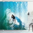 thumbnail image 1 of Ambesonne Ride the Wave Shower Curtain, Wave Surfer Sport, 69"Wx84"L, Sky Blue White, 1 of 3