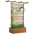 thumbnail image 1 of Outsunny Wood Raised Garden Bed Privacy Screen Planter with Trellis, Orange, 1 of 10