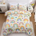 thumbnail image 3 of Btargot 3PCS Rainbow Kids Girls Comforter Set Queen Colorful Star Love Rainbow Bedding Set Beige, 3 of 9