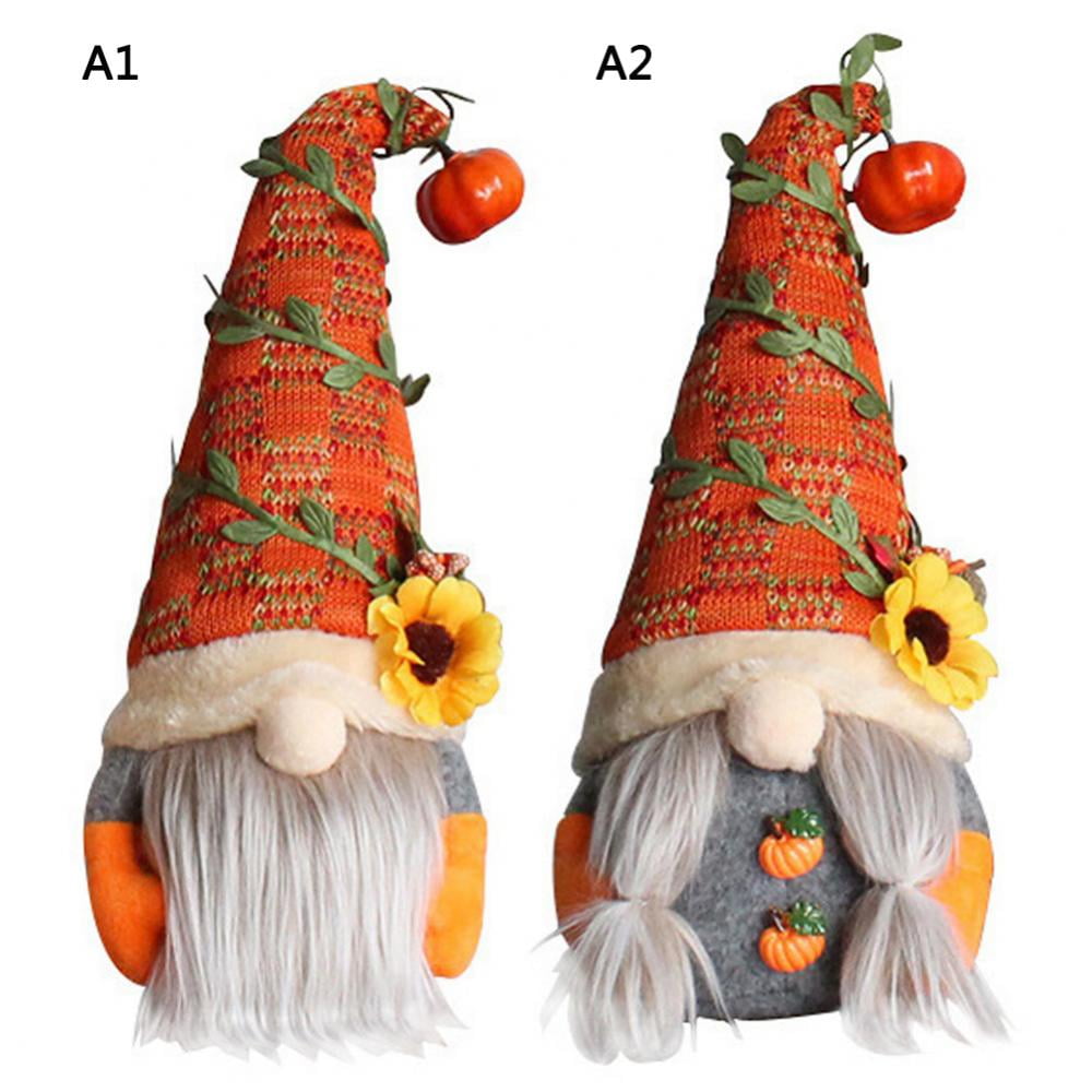 Plush Gnome Collectible Figurines Fall Swedish Tomte Elf Dwarf Thanksgiving Day Gifts Home Ornament Tired Tray Decor Set of 2 Harvest Shelf-Sitter Decoration Autumn Gnomes 