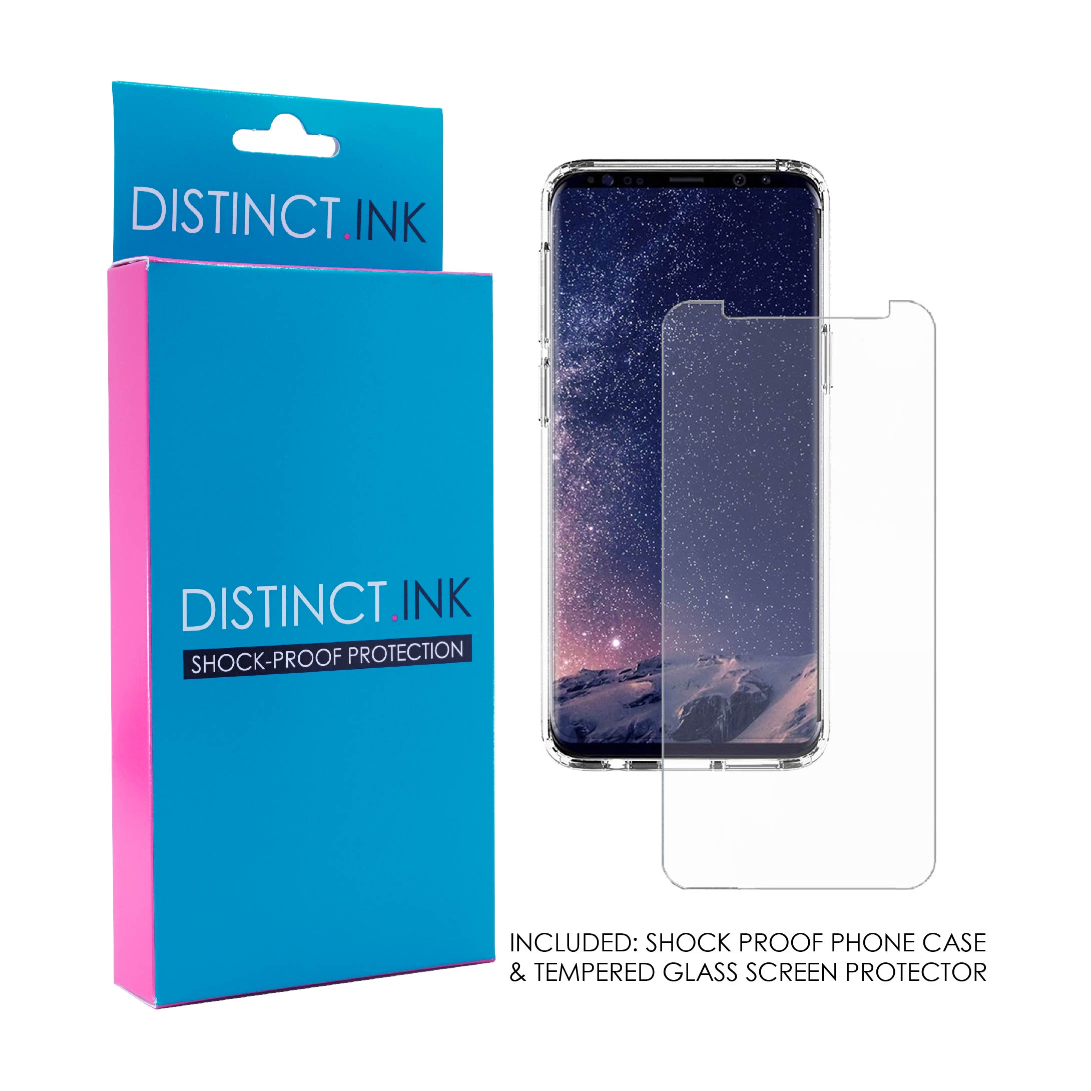 DistinctInk Clear Shockproof Hybrid Case for Samsung Galaxy S9 (5.8" Screen) - TPU Bumper Acrylic Back Tempered Glass Screen Protector - Darling Don't Forget to Fall In Love with Yourself - image 4 of 5
