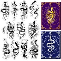 Gothic Snake Clear Rubber Stamps Halloween Moon Skull Flowers Boho Transparent Silicone Seals Stamp Holiday Journaling Card Making DIY Scrapbooking Photo Frame Album Decor 6.3 x 4.3inch DIY