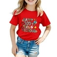 thumbnail image 1 of WEIYLL T-Shirts Filles 100 Jours École Dessin Animé Lettre Imprimée Manches Courtes Ample Décontracté Rouge Sortie Hauts 3-4 Ans, 1 of 4