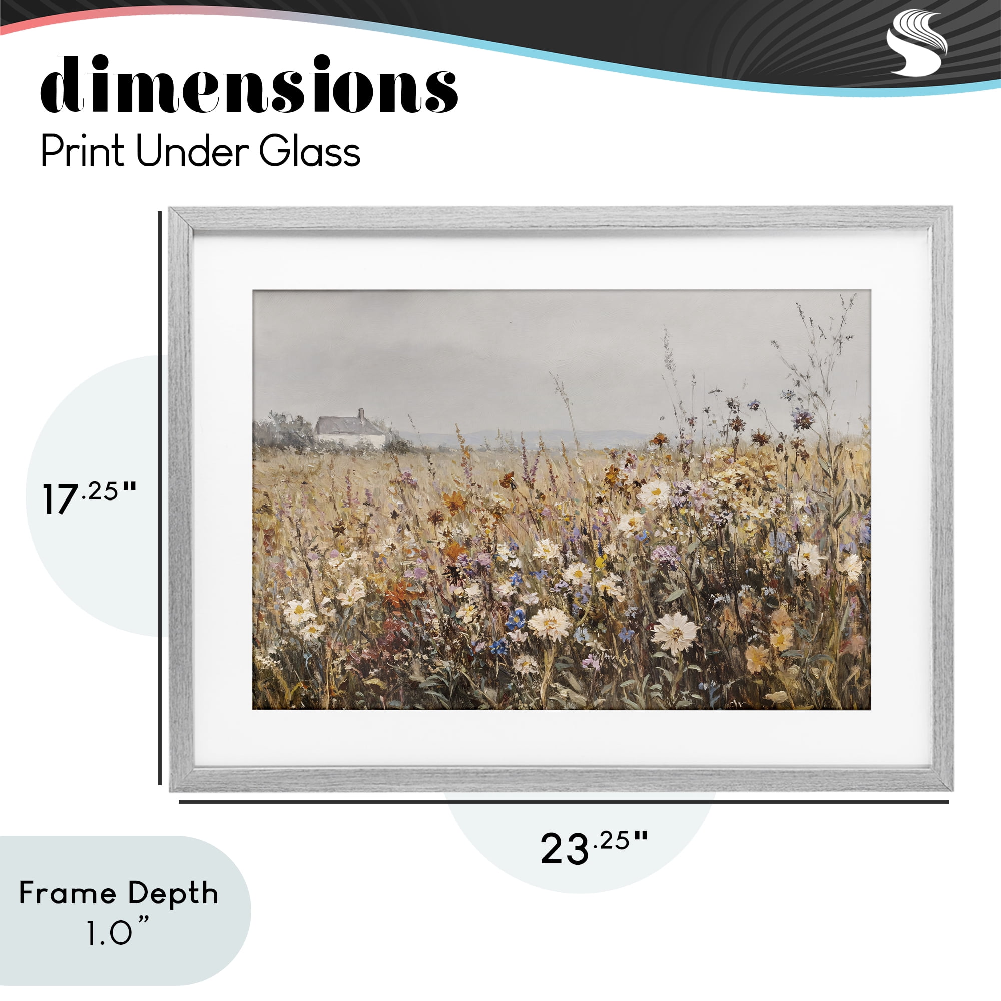 Stupell Industries Quaint Cottage Meadow Gray Framed Print Under Glass, design by Jacky Ngan