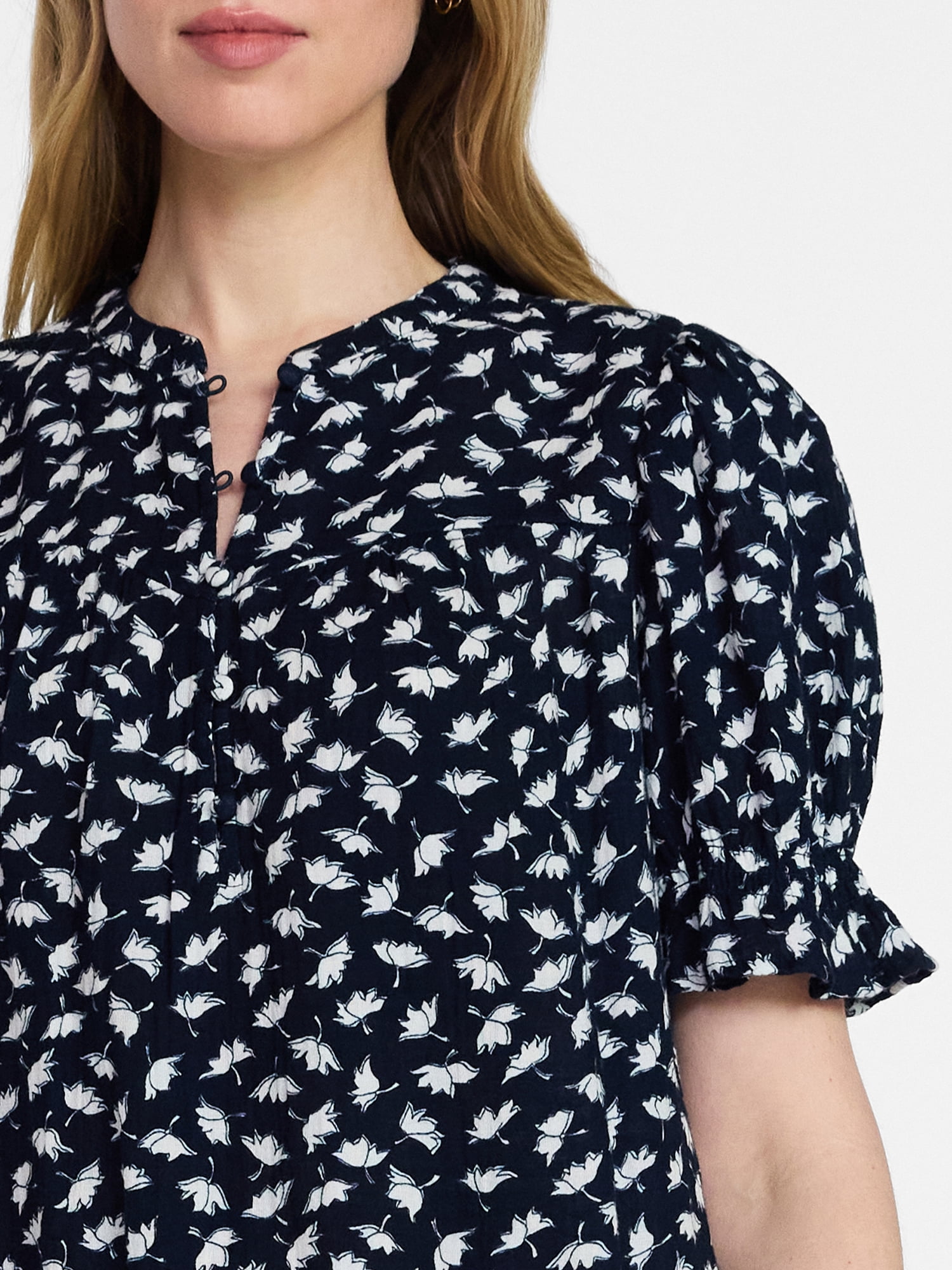 Time and Tru Women's Cotton Double Cloth Mini Dress with Drop Waist, Sizes XS-XXXL