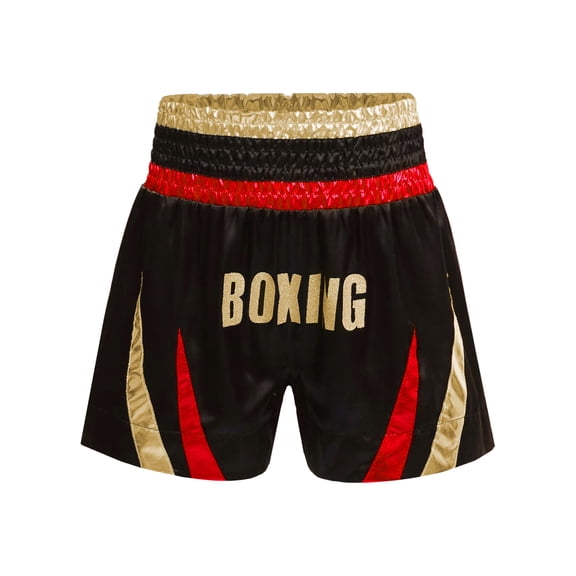 SiiRoh Kids Boys Muay Thai Boxing Shorts Metallic MMA Kickboxing Fight Shorts Workout Training Bottoms Red&Gold 12