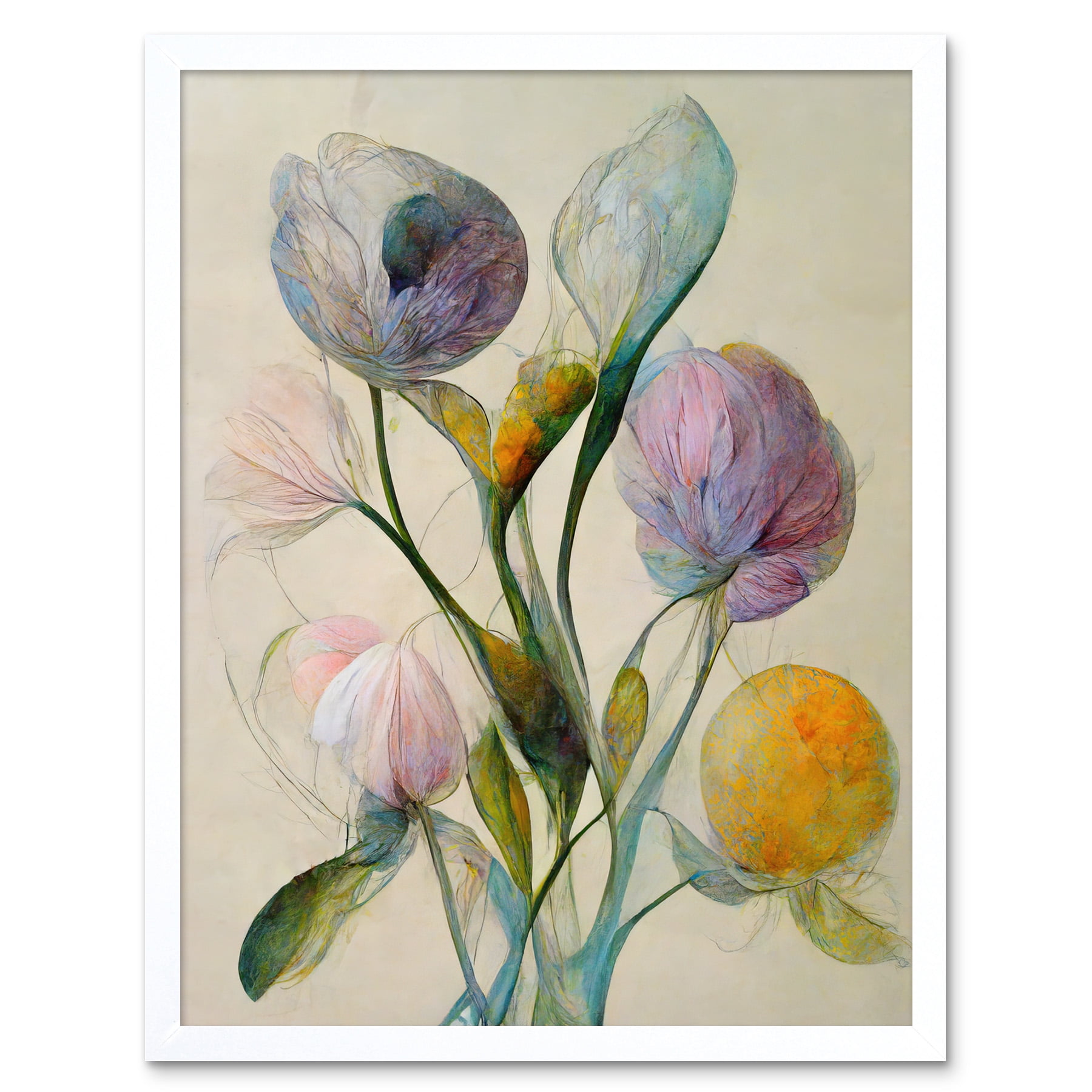 Wee Blue Coo Stampa Su Tela Premium - Bouquet Floreale Astratto Pastello, Quadro Moderno Per Parete, 30x41 Cm