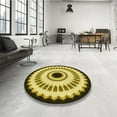 thumbnail image 4 of Ahgly Company Machine Washable Indoor Round Transitional Bold Yellow Area Rugs, 7' Round, 4 of 7