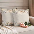 thumbnail image 2 of Flowers Pillow Covers 2 Pack Vintage Watercolor White Pink Yellow Floral Leaf Plant Linen Texture Pillowcase Waterproof Outdoor Throw Pillow Cover for Patio Garden Square Cushion 20”x20”, 2 of 9