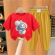 thumbnail image 2 of Odeerbi 2-12 Años Niño Niña Conjunto de Verano Camiseta de Manga Corta de Algodón Ice Silk Pantalón de Chándal Conjunto de Dos Piezas de Ropa Interior Estampada, 2 of 4
