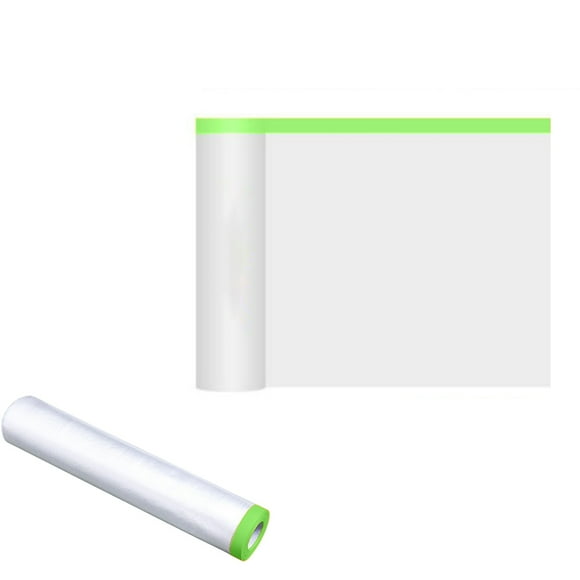 yelldesk Deals Disposable Cover In Roll Painter Plastic Drop Cloths Sheet Antis Cover 66FT Tarp For Painting For Couch/Furniture Cover With Self-adhesive