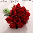 thumbnail image 1 of 12Pcs Artificial Rose Flower for Bride Wedding Photography Props Home Decor bright red, 1 of 8