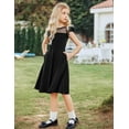 thumbnail image 3 of Arshiner Girls Dress Summer Ruffle Sleeve Mesh A Line Casual Party Dresses with Pockets 11-12 Years Black, 3 of 8