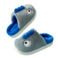 thumbnail image 4 of UngA Boys Girls Cozy House Slippers Warm Plush Winter Cotton Slipper Kids Cute Dinosaur Indoor Shoes Non-Slip Grey,3(Little Kid/Big Kid), 4 of 5