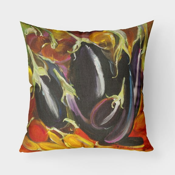 Carolines Treasures JMK1260PW1818 Eggplant Canvas Fabric Decorative Pillow 18H x18W multicolor