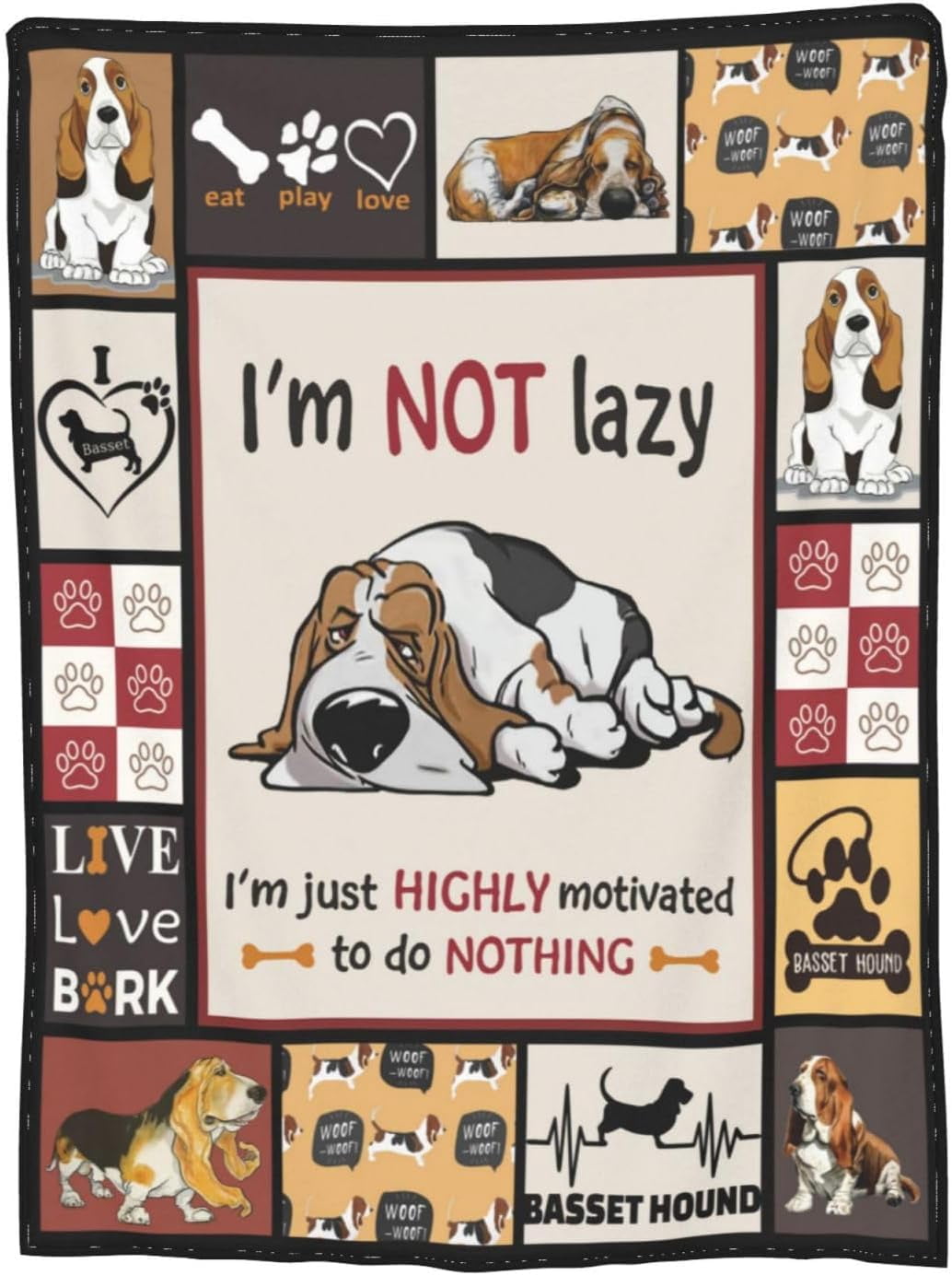 Basset Hound Blanket Dog Decor Throw Blanket Super Warm Soft Plush Lightweight Fleece Flannel Cute Basset Hound Stuff Blanket Gifts for Girls Baby Kids Women Boys for Winter Couch Bedding 40"X50"