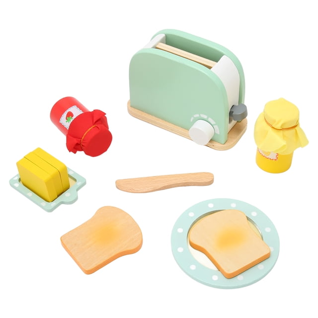Juguete Tostador, Esquinas Redondeadas, Coordinación Mano-ojo Segura, Juguete Para Hacer Pan, Colores Suaves, Madera Maciza Duradera Para El Aprendizaje Temprano Para Niños