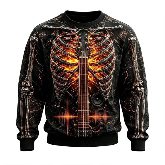 Sweatshirts for Men Fall clothes Crew Neck Halloween Skeleton Print Hoodless Long Sleeve Casual Tunic Pullover Sweater Tops