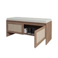 thumbnail image 6 of Aukfa Upholstered Entryway Shoe Storage Bench with Faux Rattan Cabinet Doors for Hallway/Bedroom/Living Room,Natural, 6 of 8
