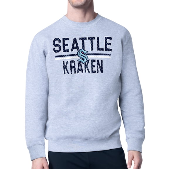 Men's Starter Heather Gray Seattle Kraken Mesh Look Team Name Logo Pullover Sweatshirt