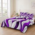 thumbnail image 2 of Twin Quilt Set 68''x86'', Purple White Moire Lightweight Summer Bedspread Coverlet Set with 2 Pillow Shams, Modern Abstract Art Breathable All Season Quilt Bedding for Dorm/Bedroom, 2 of 9